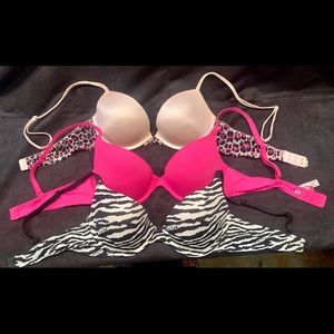3 VICTORIA SECRET/PINK bras 36B
